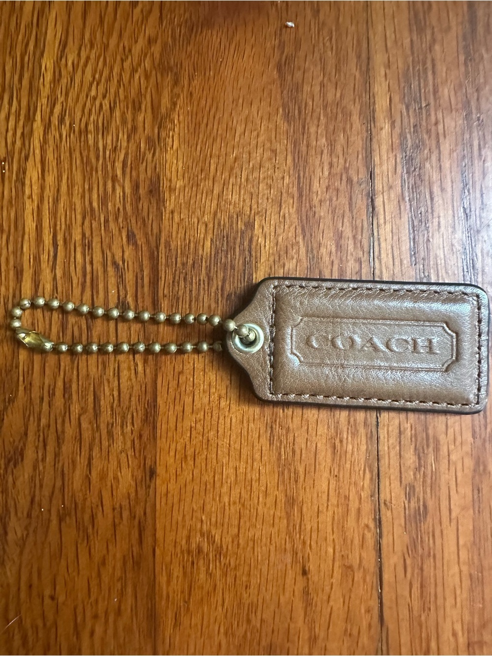 2.5" Large COACH Brown Patent Leather Nickel Key Fob Bag Charm Keychain Hang Tag